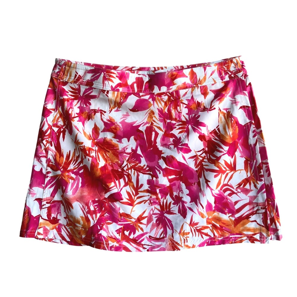 NWT RipSkirt Hawaii Watercolor Floral Wrap Skirt Pink Orange Mini Size L